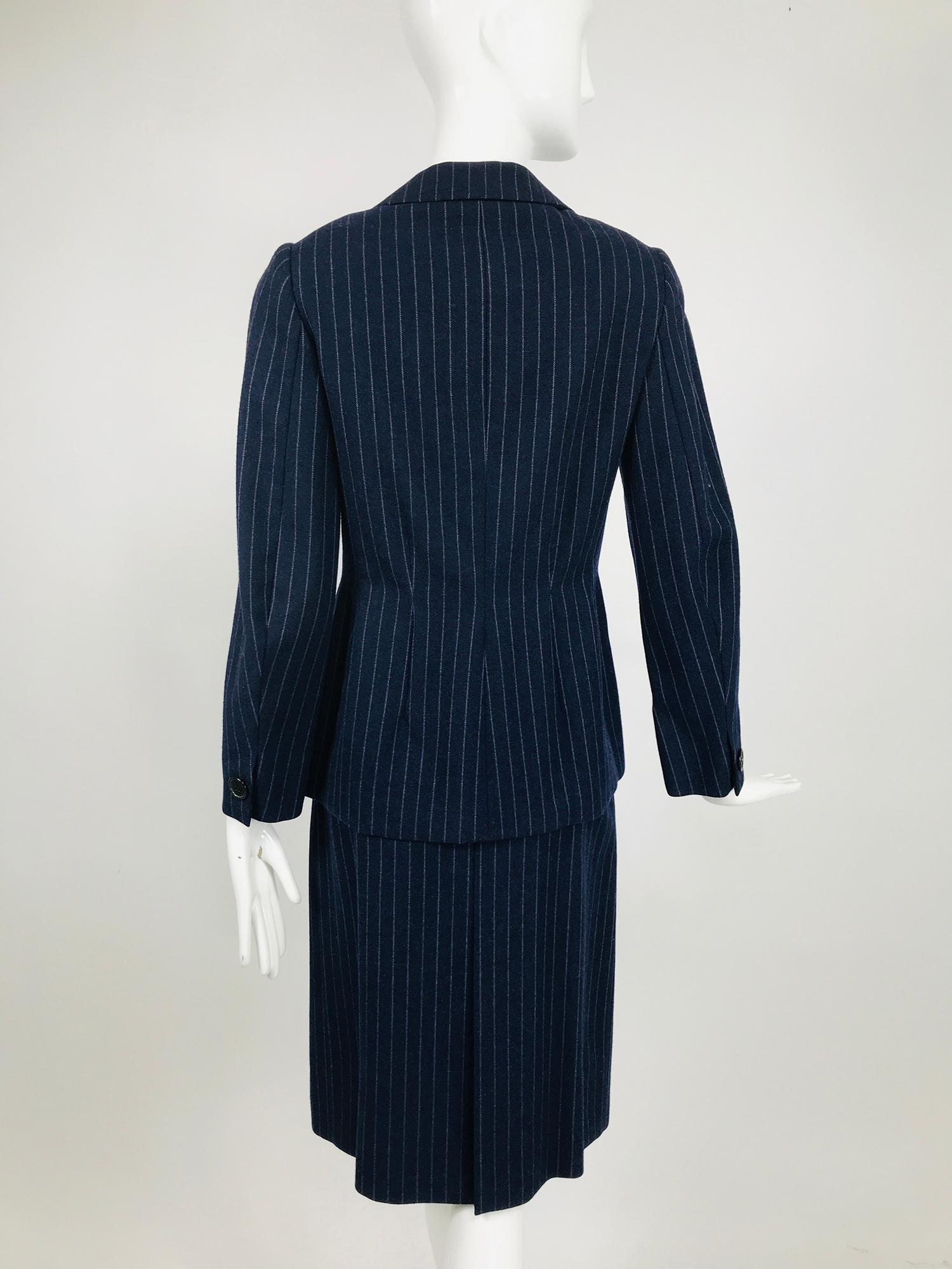 Tailleur jupe à rayures épinglées vintage Maggy Rouff Couture, début des années 1950 en vente 1