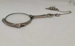 Vintage Magnify Glass Necklace, Pearls, Sterling, 26.78 Grams 24 Inch, Extension