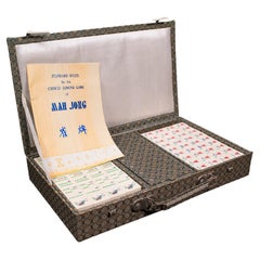 Vintage Mah Jong Case, Chinese, Gaming Box, Bamboo, Late 20th Century, C.1970