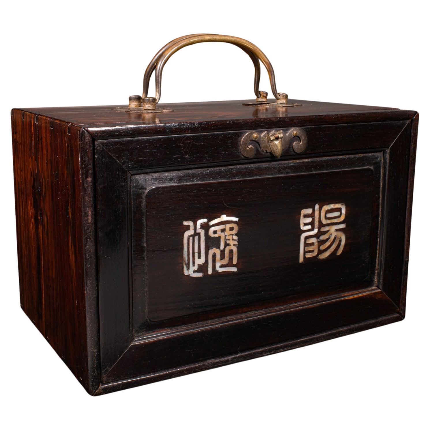 Vintage Mah-jong Set, Chinese, Cased Gaming Set, Bamboo, Mid 20th Century, 1960 For Sale