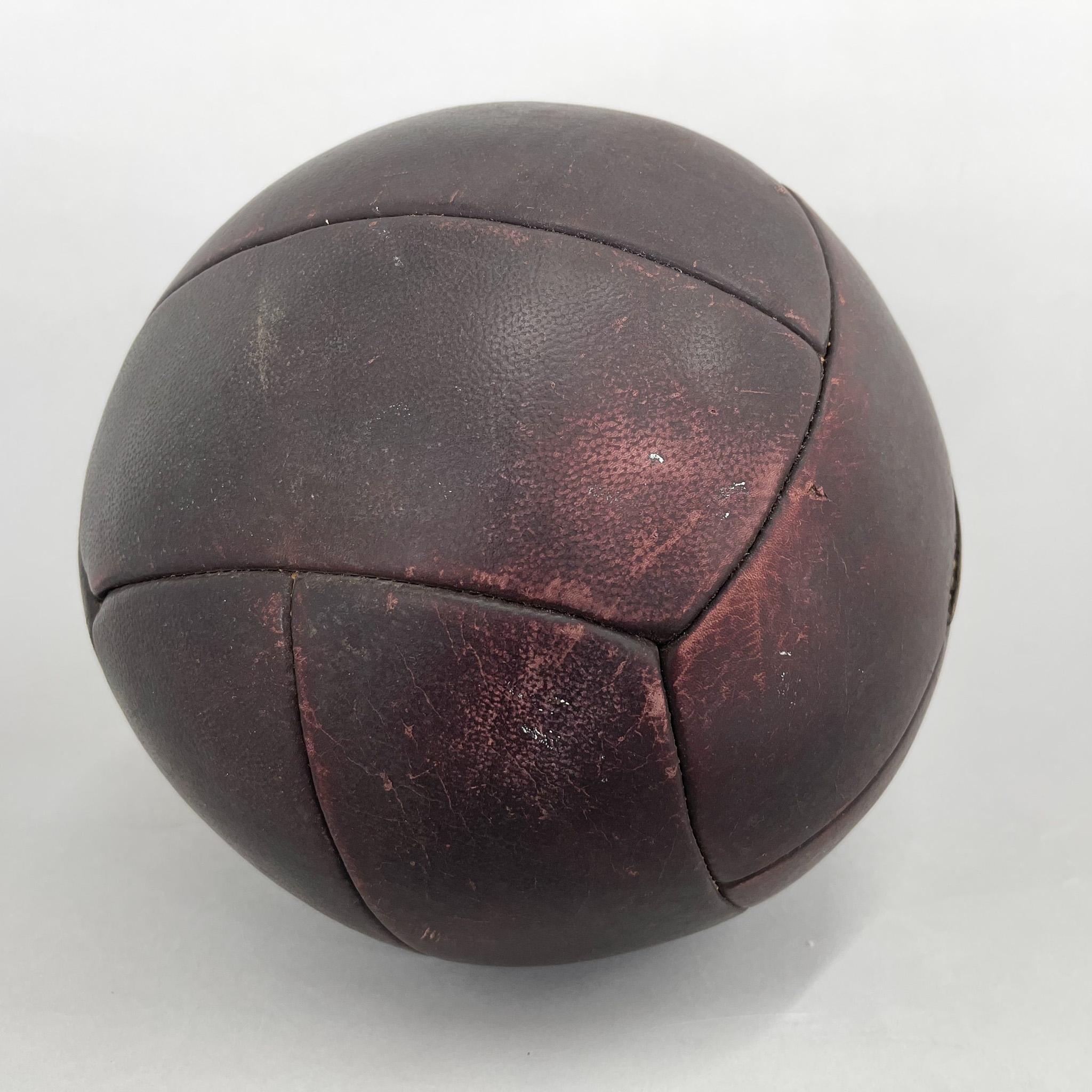 Czech Vintage Mahogany Leather Medicine Ball, 1930's  For Sale
