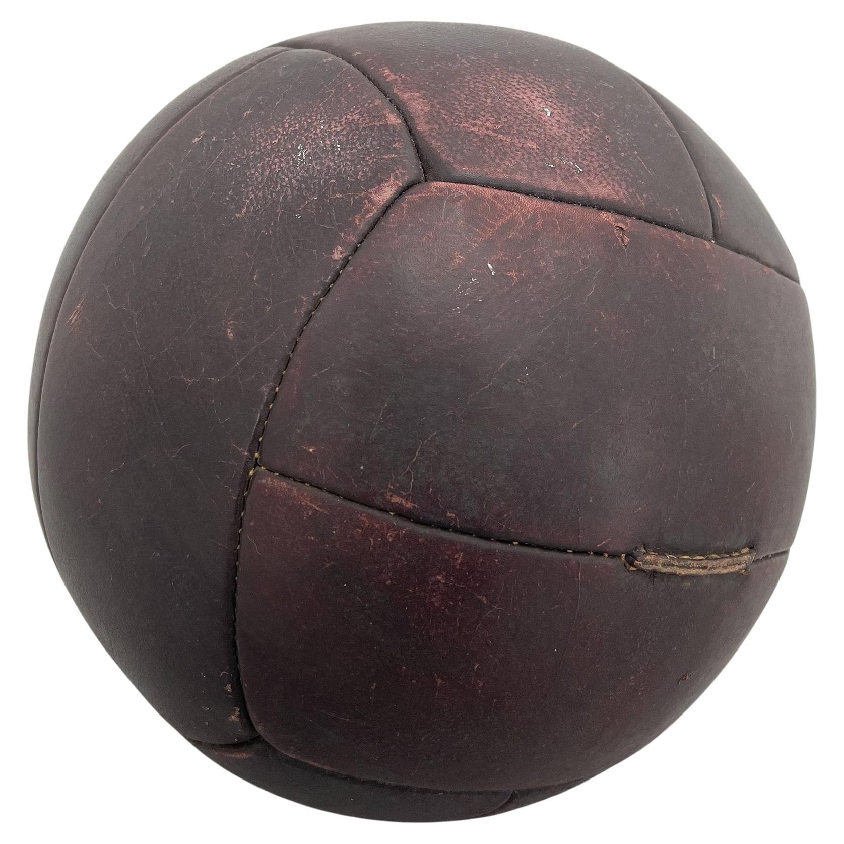 Vintage Mahogany Leather Medicine Ball, 1930's  For Sale