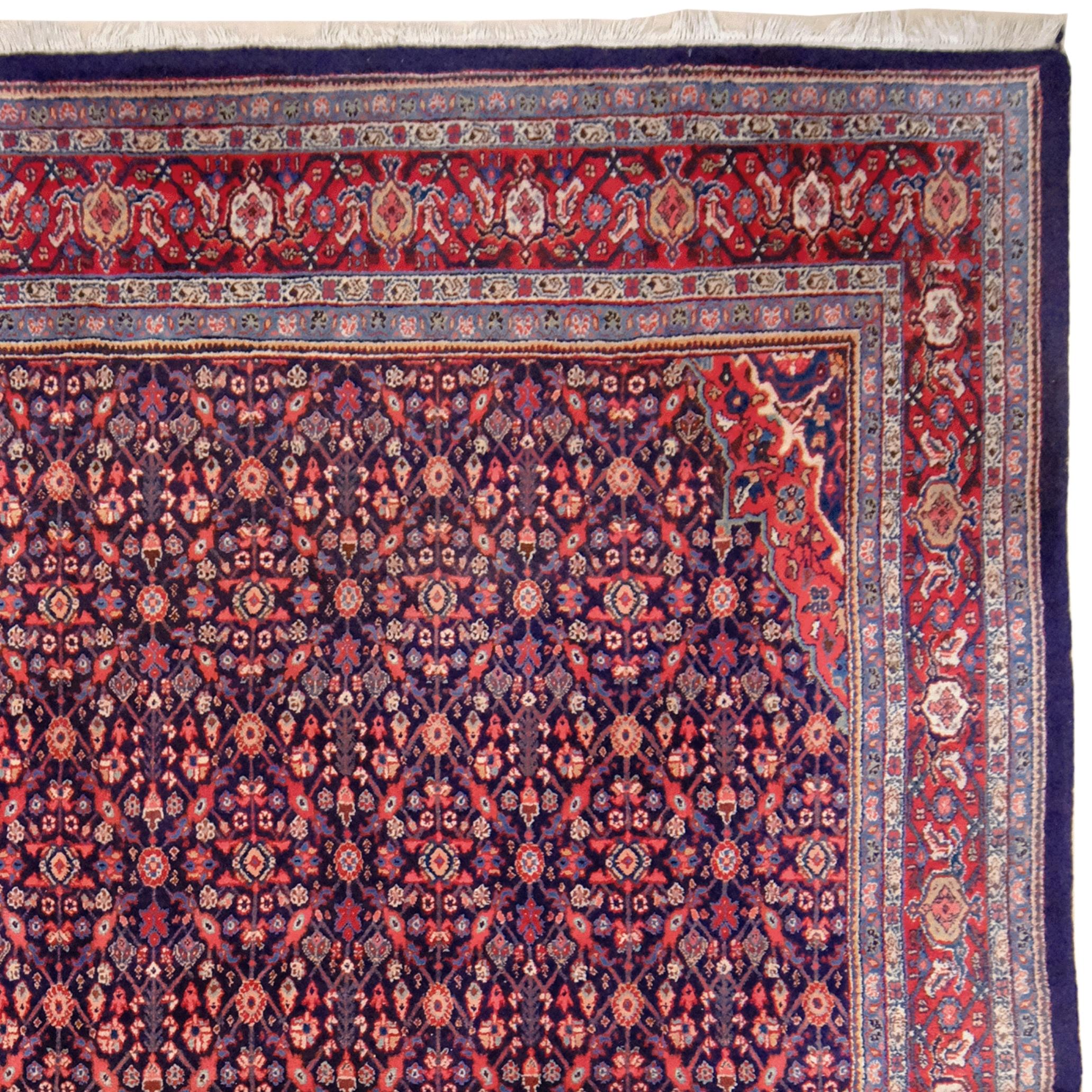 Hand-Woven Vintage Mahal Carpet - 20th Century For Sale