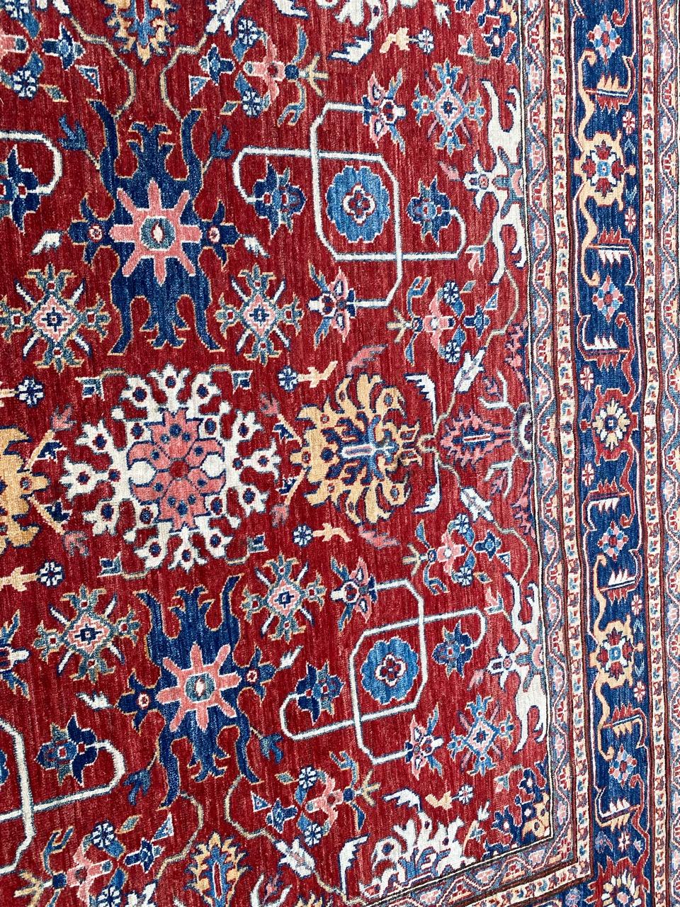 Hand-Knotted Bobyrug’s Vintage Mahal Design Chobi Afghan Rug For Sale