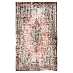 Vintage Mahal Handmade Medallion Motif Rust Distressed Oversize Wool Rug