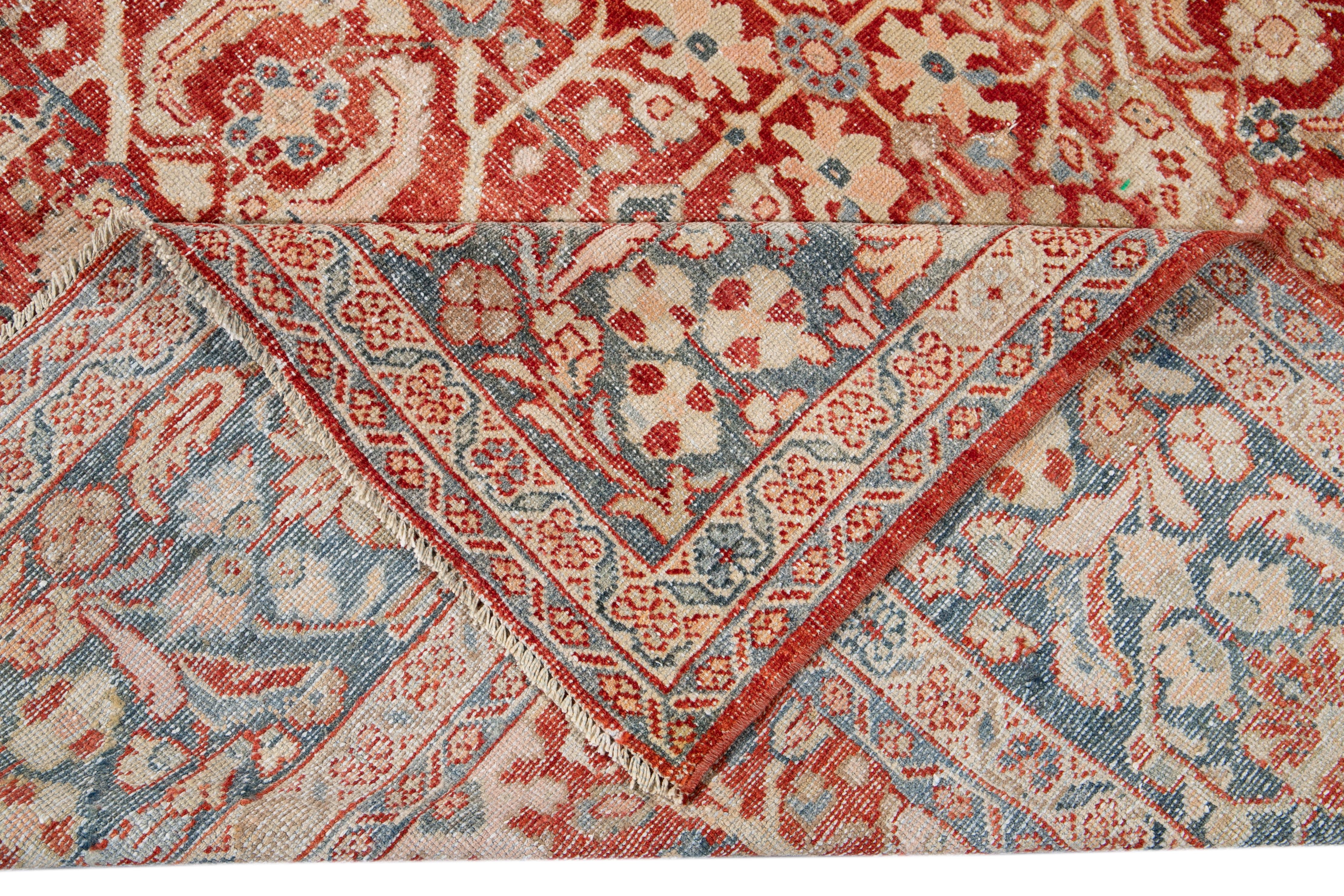 Hand-Knotted Vintage Mahal Handmade Wool Rug For Sale
