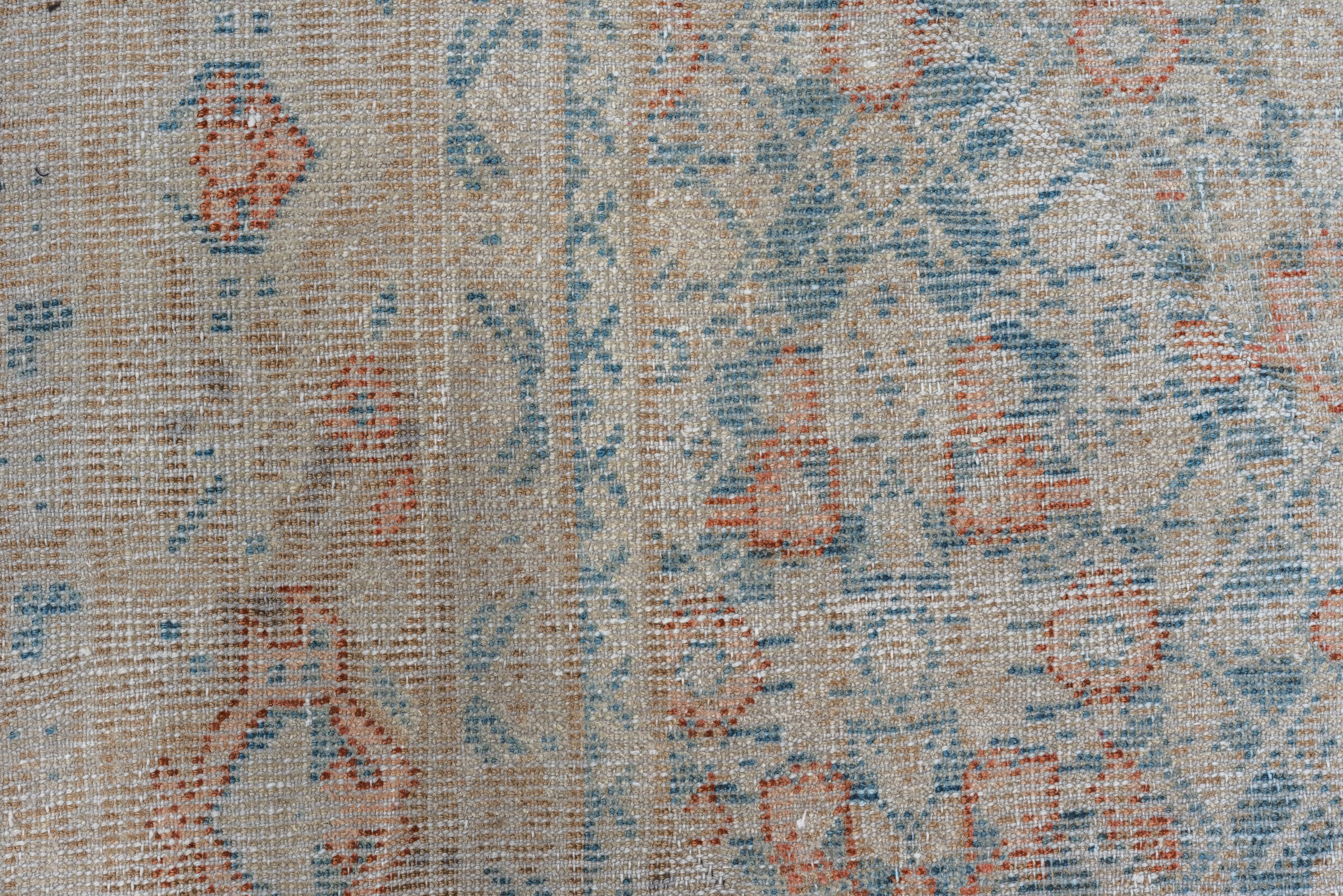 Wool Vintage Mahal Rug Faded Blue Medallion Design For Sale