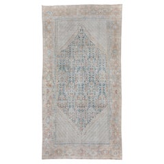 Vintage Mahal Rug Faded Blue Medallion Design