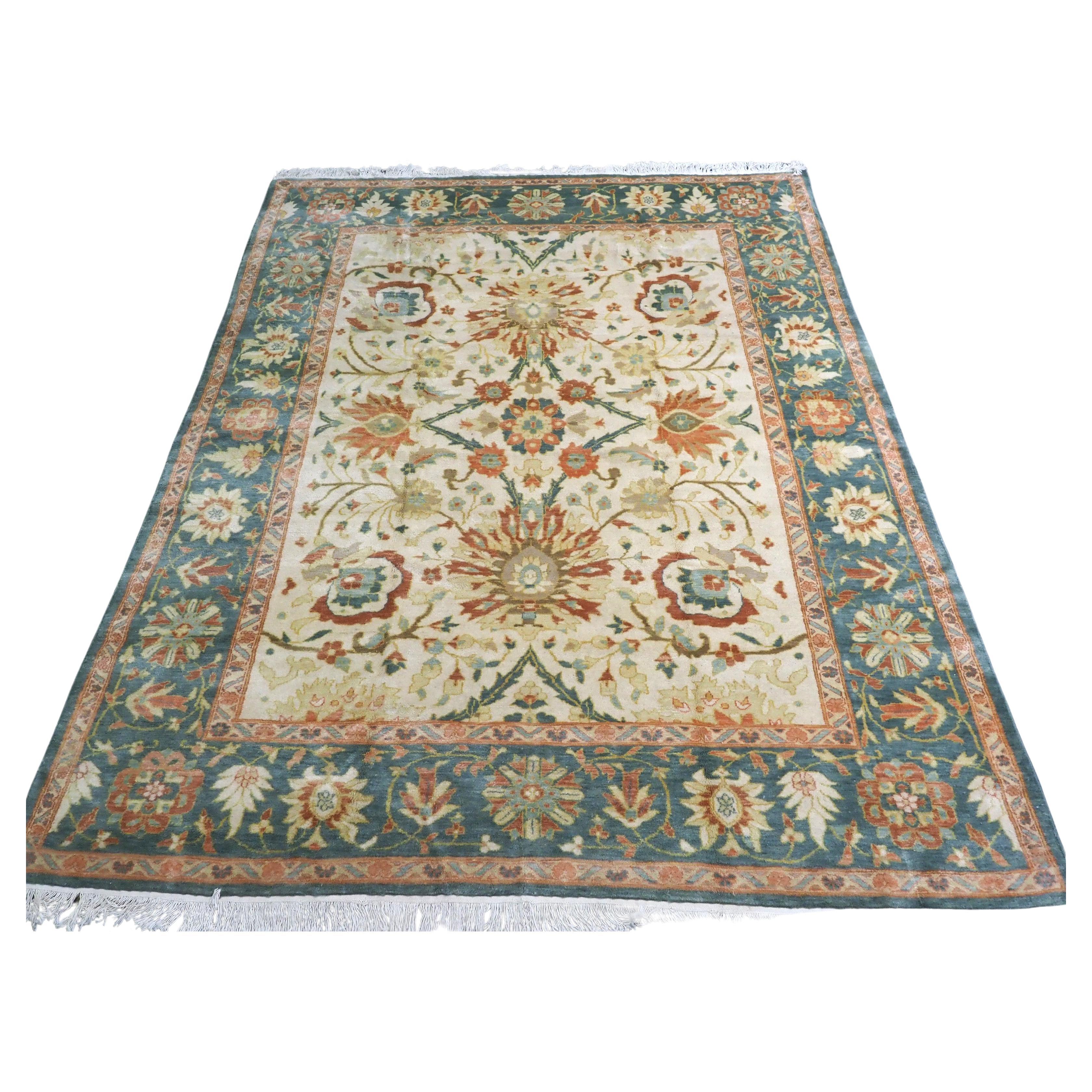 Vintage Mahal style carpet with all over large scale design on an ivory ground. For Sale