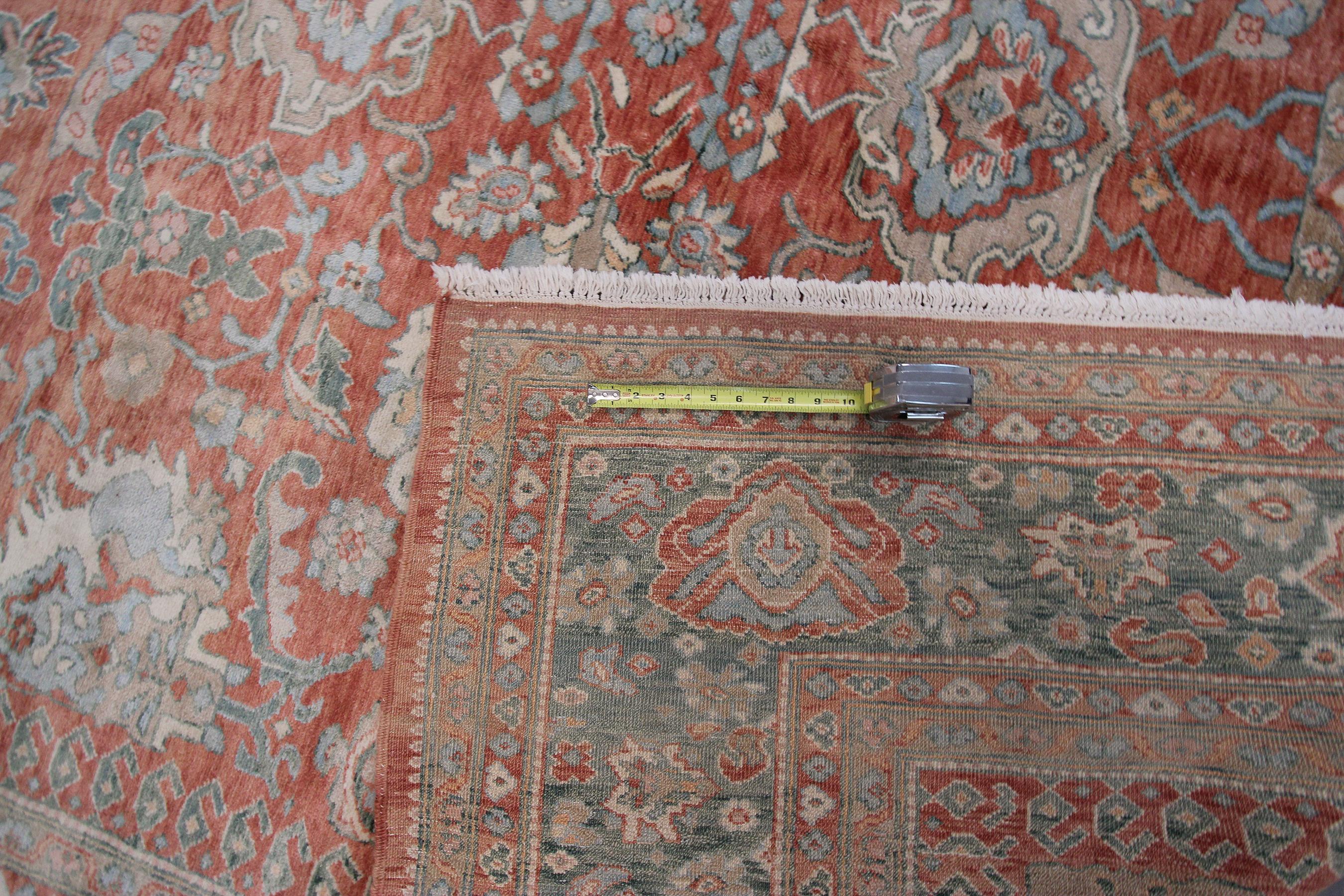 Vintage Mahal Sultanabad Rug Geometric Overall Bold Blue Rust For Sale 1