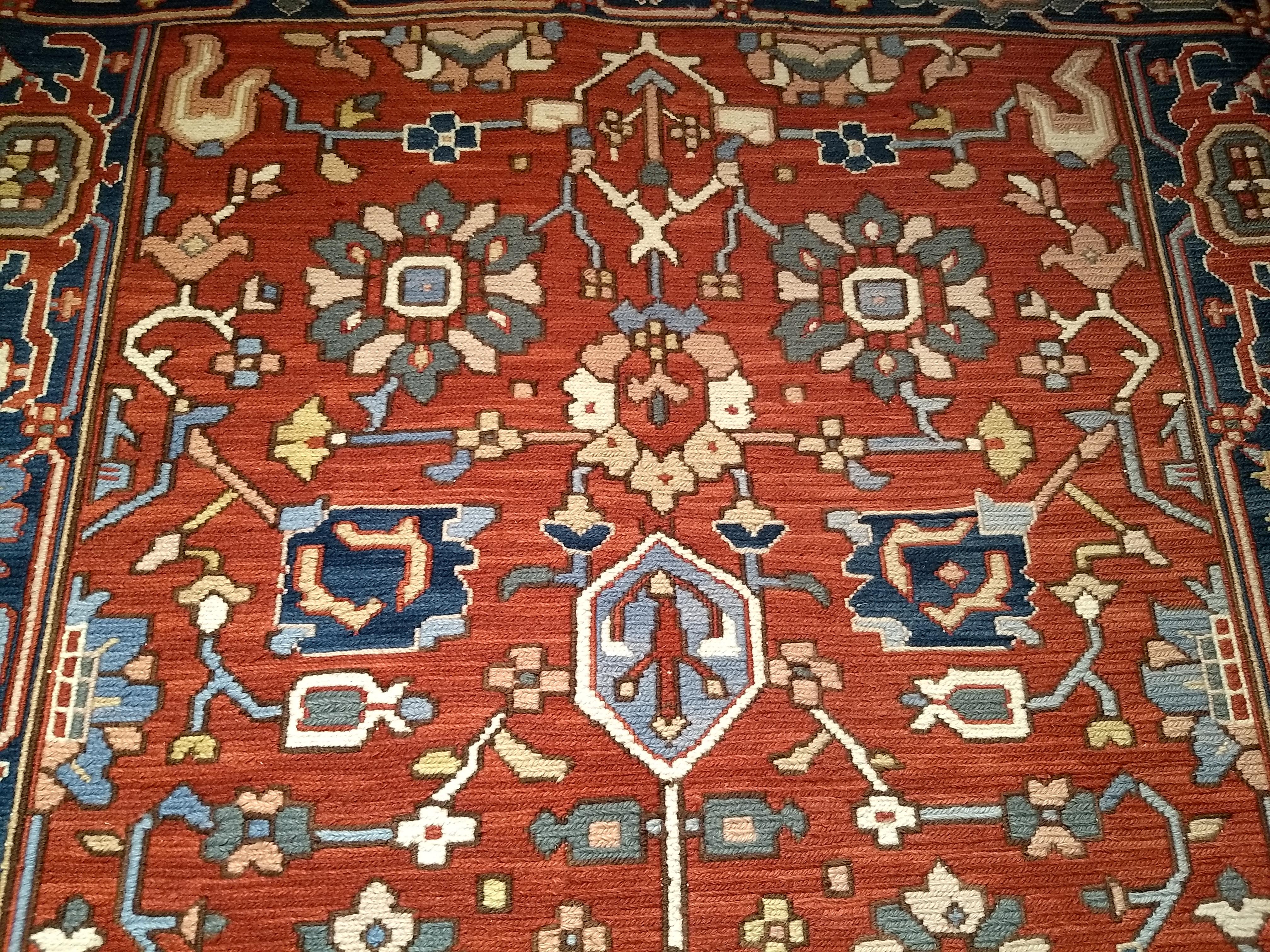 Vintage Mahal Sultanabad Rugs in Ziegelrot mit geometrischem Allover-Design im Angebot 4