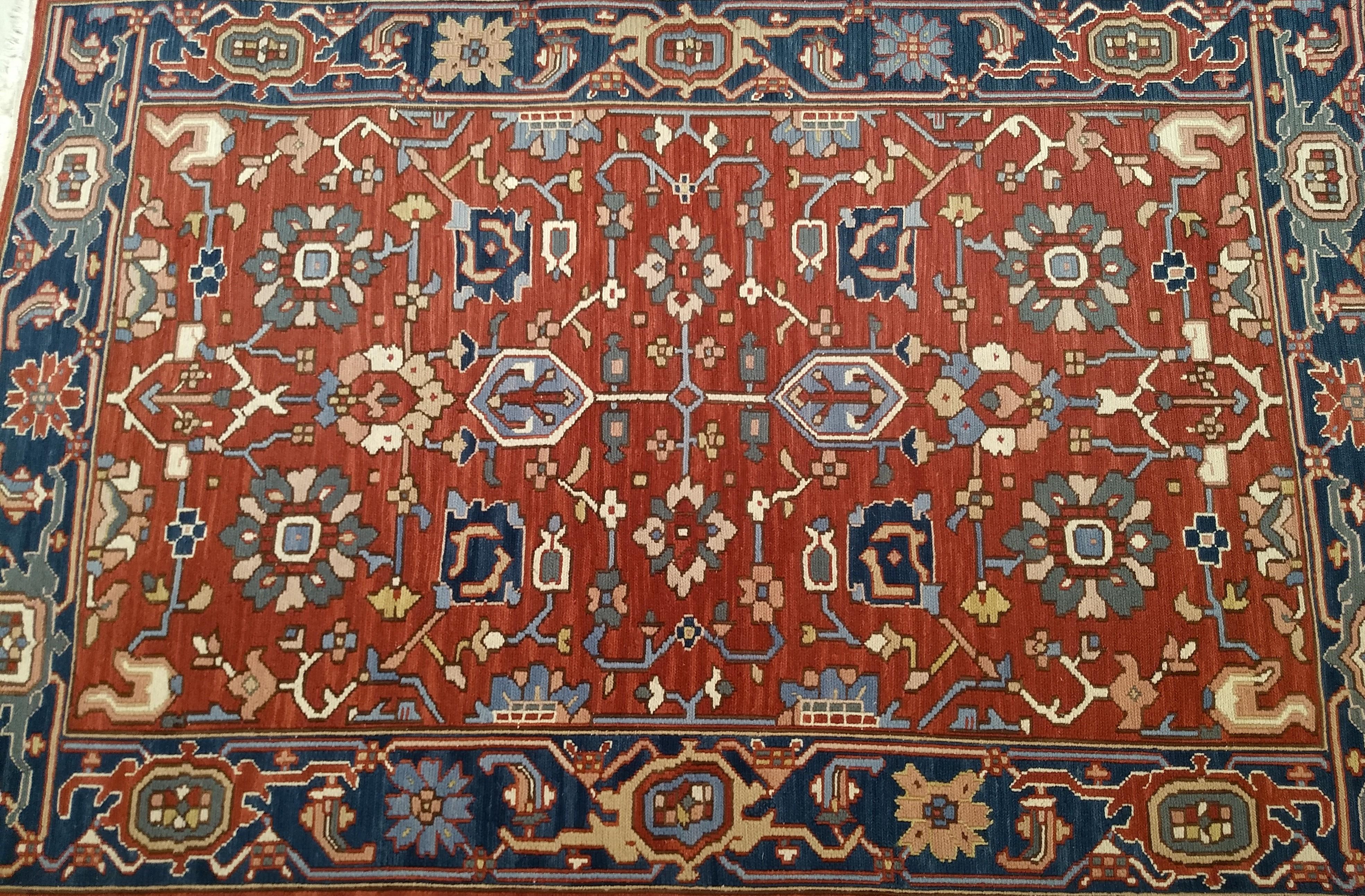 Vintage Mahal Sultanabad Rugs in Ziegelrot mit geometrischem Allover-Design (Handgewebt) im Angebot