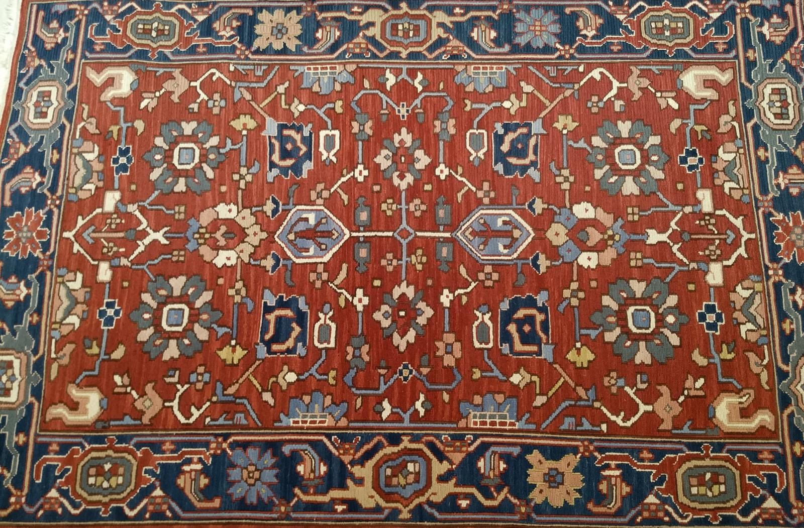 Vintage Mahal Sultanabad Rugs in Ziegelrot mit geometrischem Allover-Design im Angebot 1