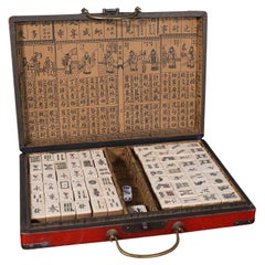 Retro Mahjong Set, Chinese, Oriental Gaming Case, Late 20th Century, Mah-jongg