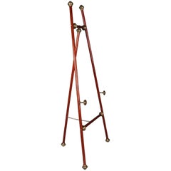 Vintage Mahogany and Brass Artist's Display Easel, 20th Century