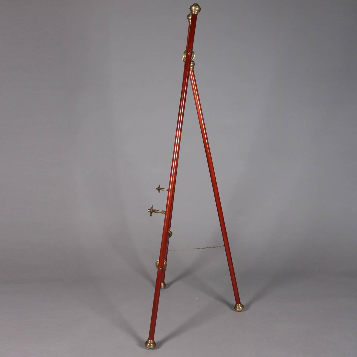 Vintage Mahogany and Brass Artist's Display Easel, 20th Century In Good Condition In Big Flats, NY