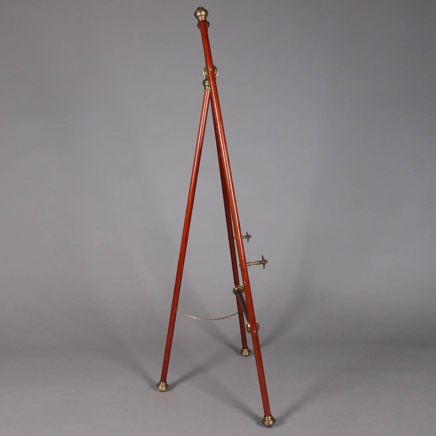 Vintage Mahogany and Brass Artist's Display Easel, 20th Century 2