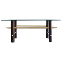 Vintage Mahogany and Brass Coffee Table, C. 1950s