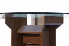 Vintage Mahogany and Glass Table 1960s, Italy