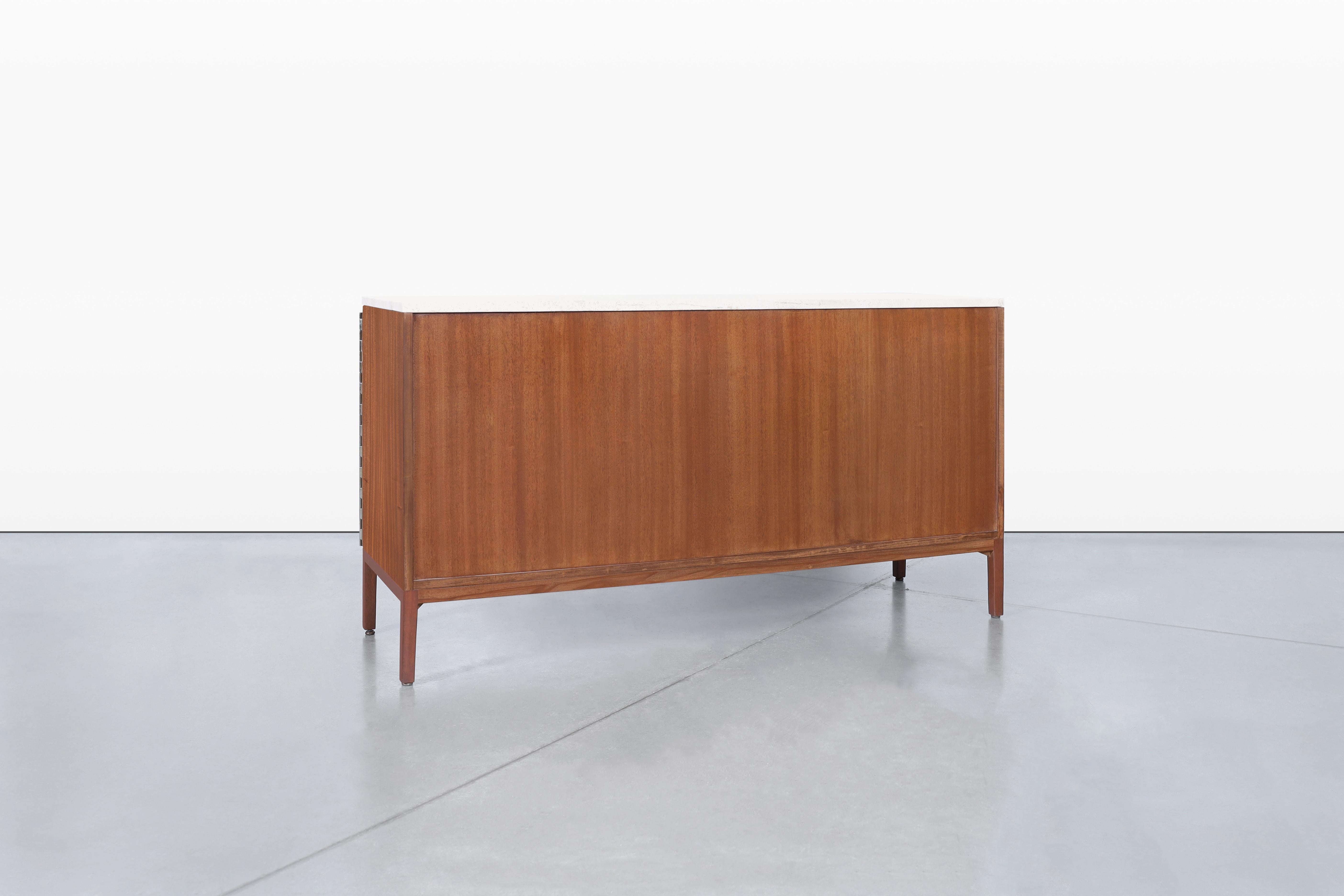 Credenza vintage in mogano e travertino di Paul McCobb per Calvin Furniture in vendita 4