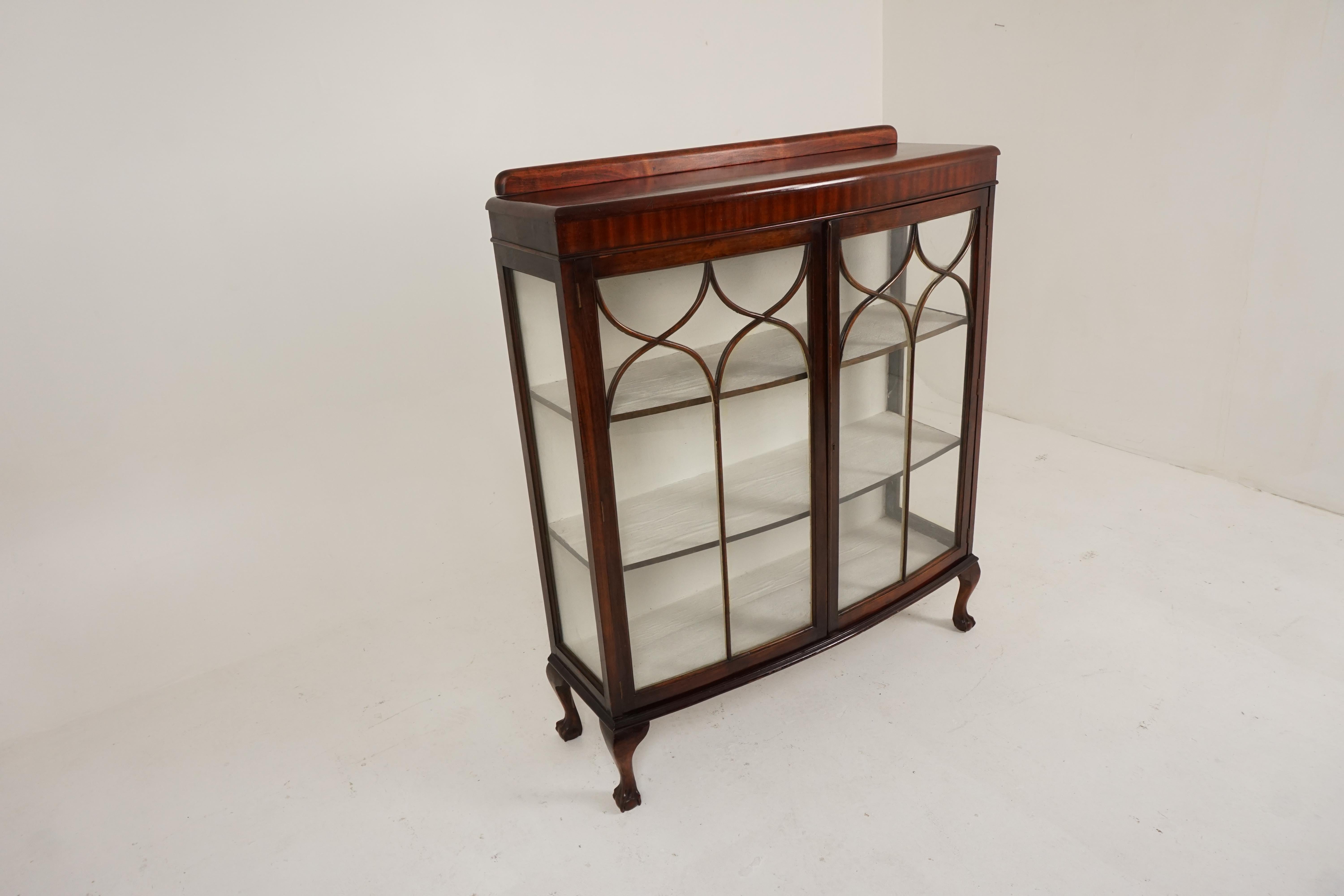 Scottish Vintage Mahogany Bow Front China Cabinet, Display Cabinet, Curio Cabinet, B1385