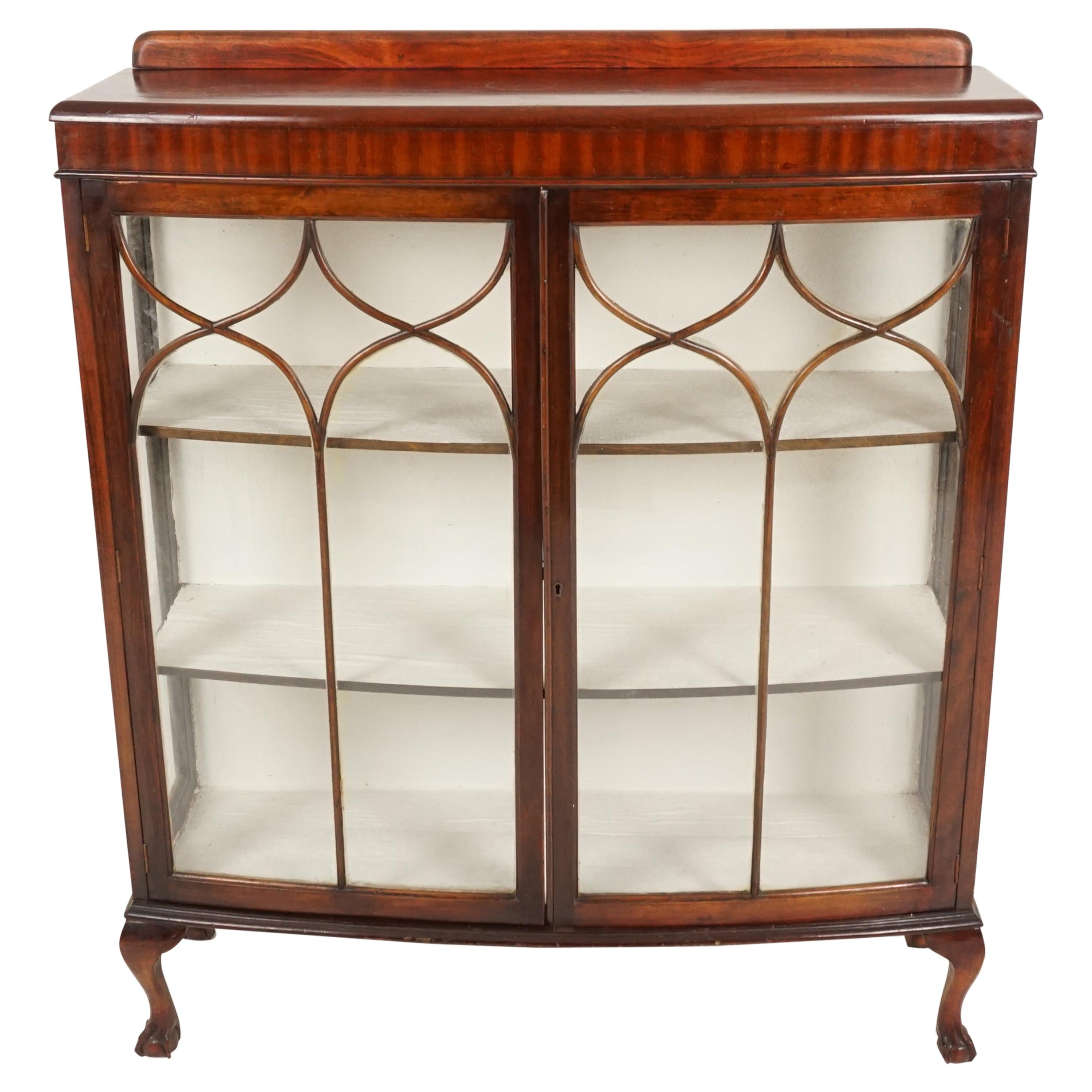 Vintage Mahogany Bow Front China Cabinet, Display Cabinet, Curio Cabinet, B1385