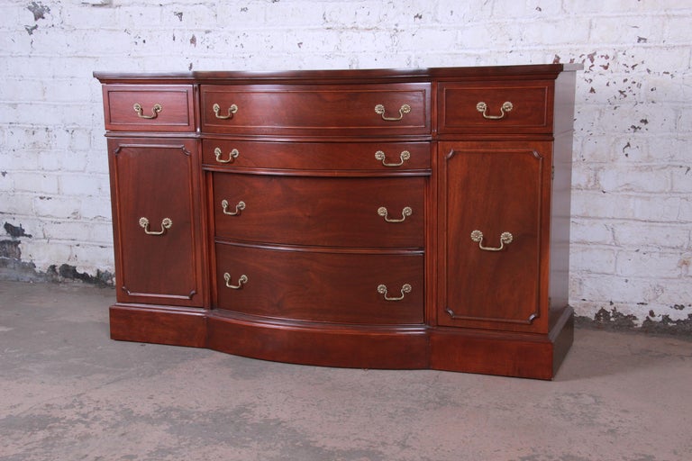 Vintage Mahogany Bow Front Sideboard Buffet at 1stDibs