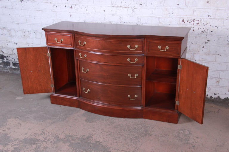 Vintage Mahogany Bow Front Sideboard Buffet at 1stDibs