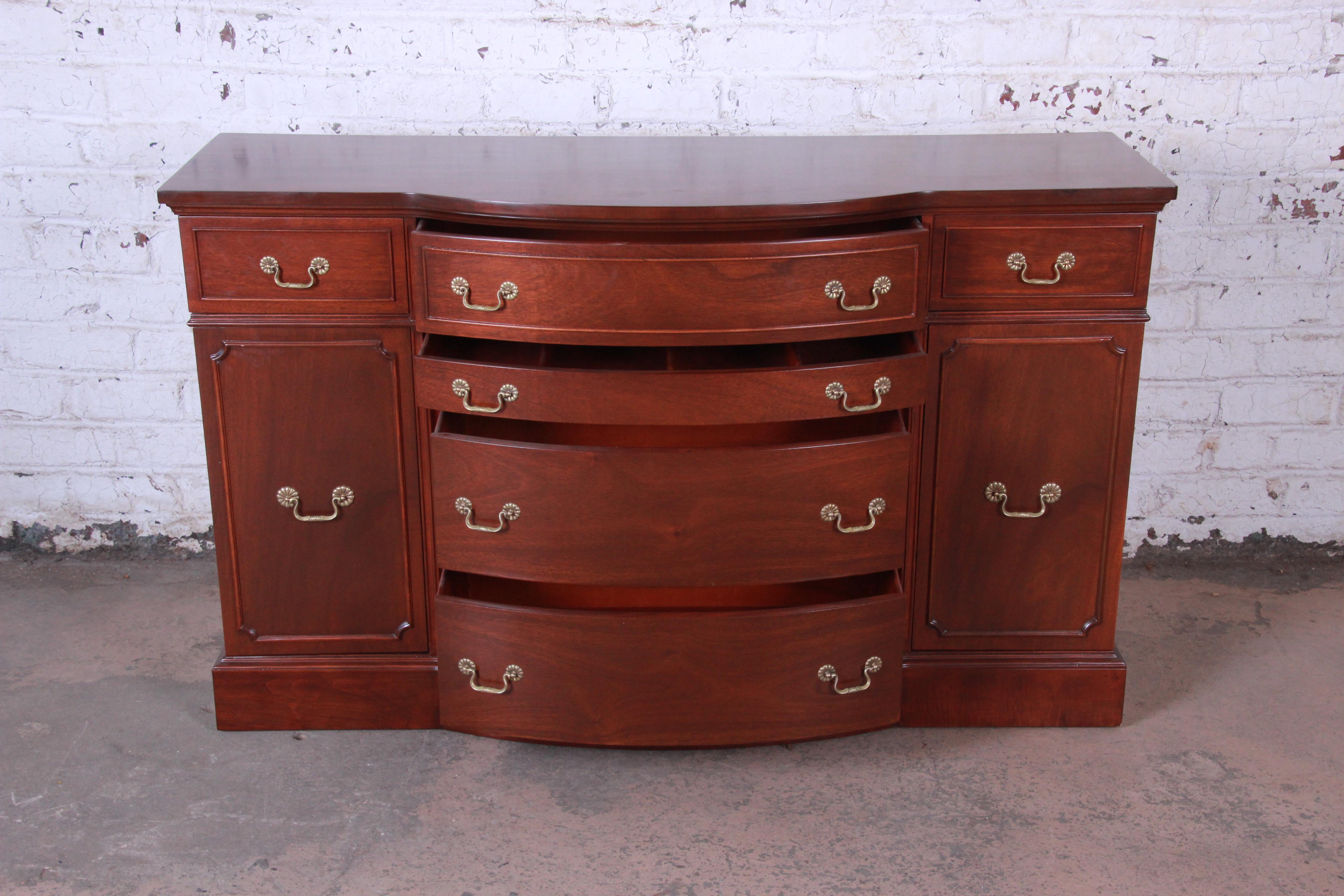 20th Century Vintage Mahogany Bow Front Sideboard Buffet