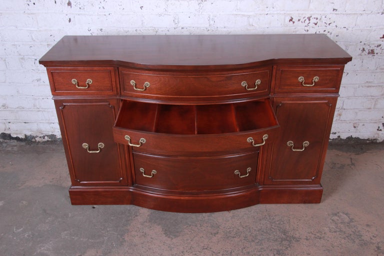 Vintage Mahogany Bow Front Sideboard Buffet at 1stDibs