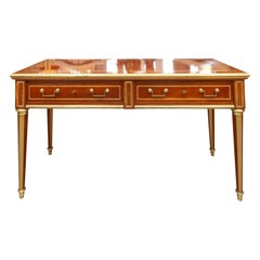 Vintage Mahogany Brass-Bound Two Drawer Desk / Sofa Table
