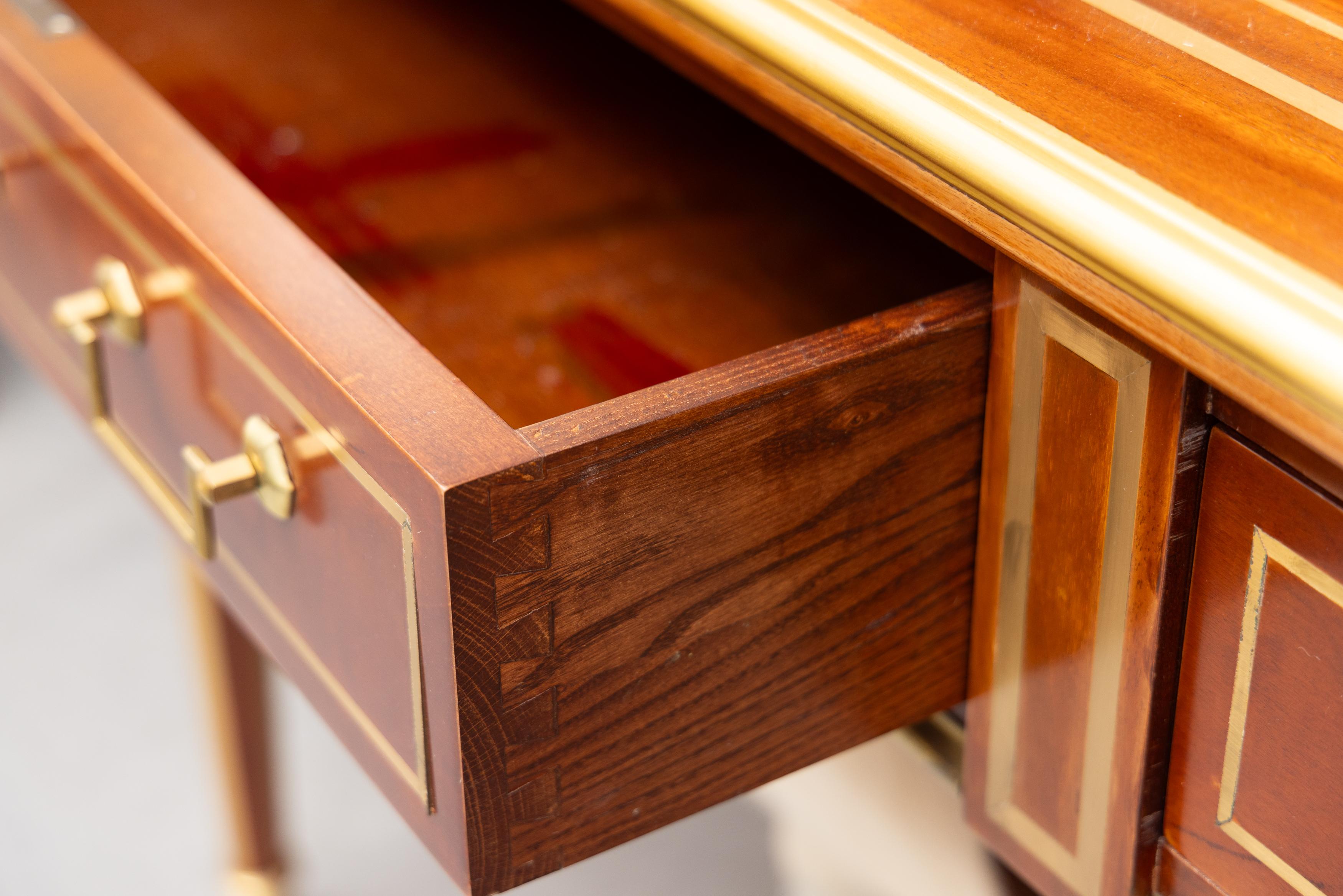 Vintage Mahogany Brass-Bound Two Drawer Desk / Sofa Table For Sale 1