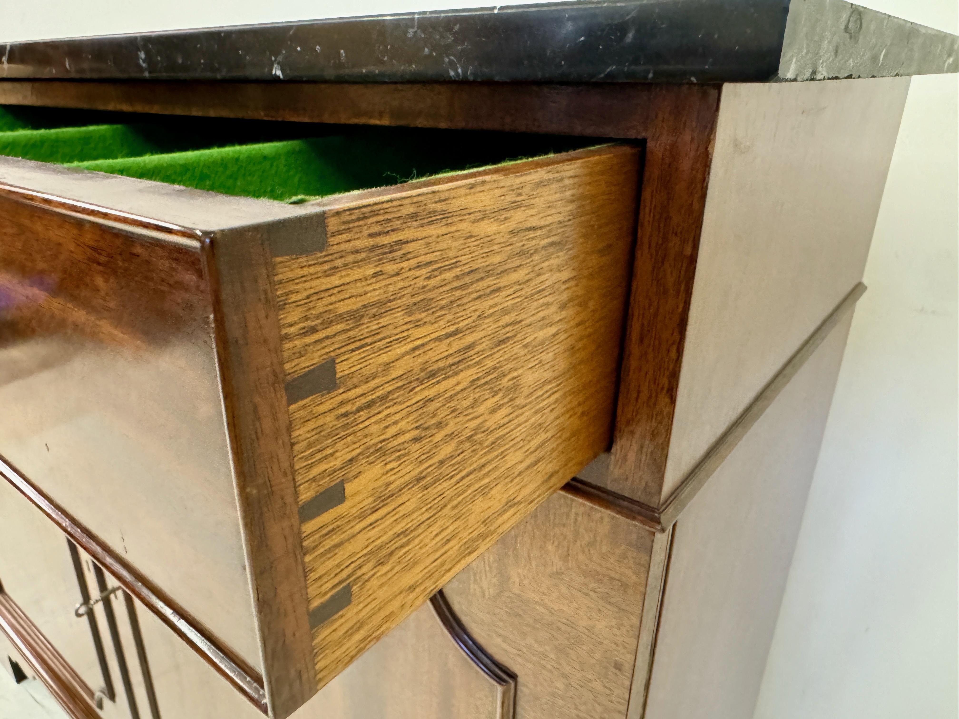 20th Century Vintage Mahogany Buffet or Server with Marble Top By William Tillman