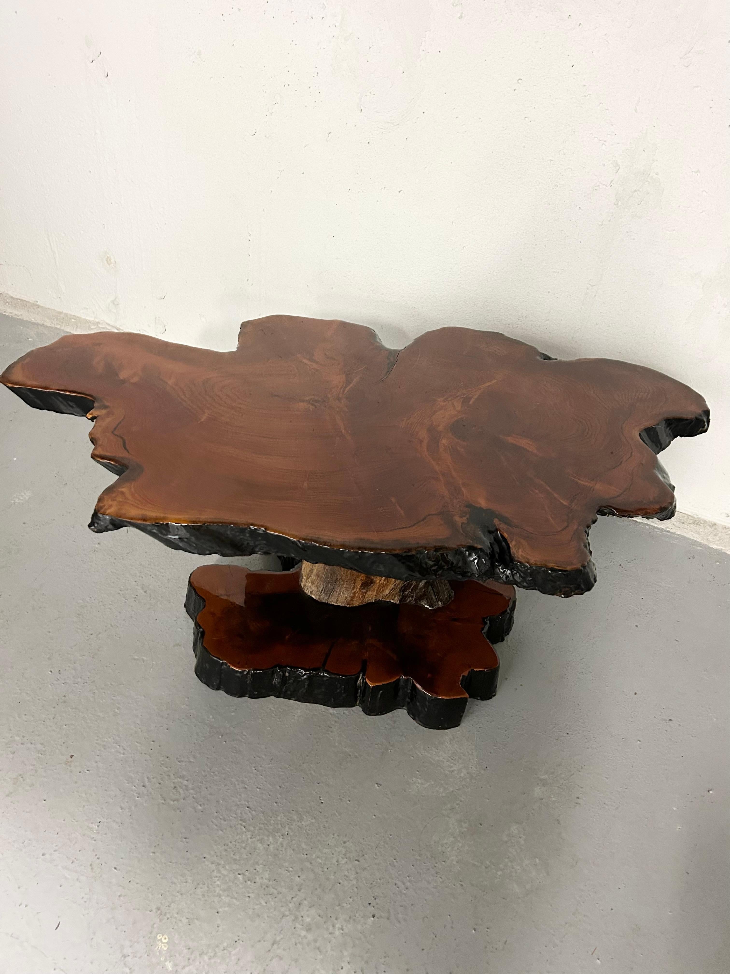 Vintage Mahogany Burl Wood Coffee Table with Live Edge For Sale 3