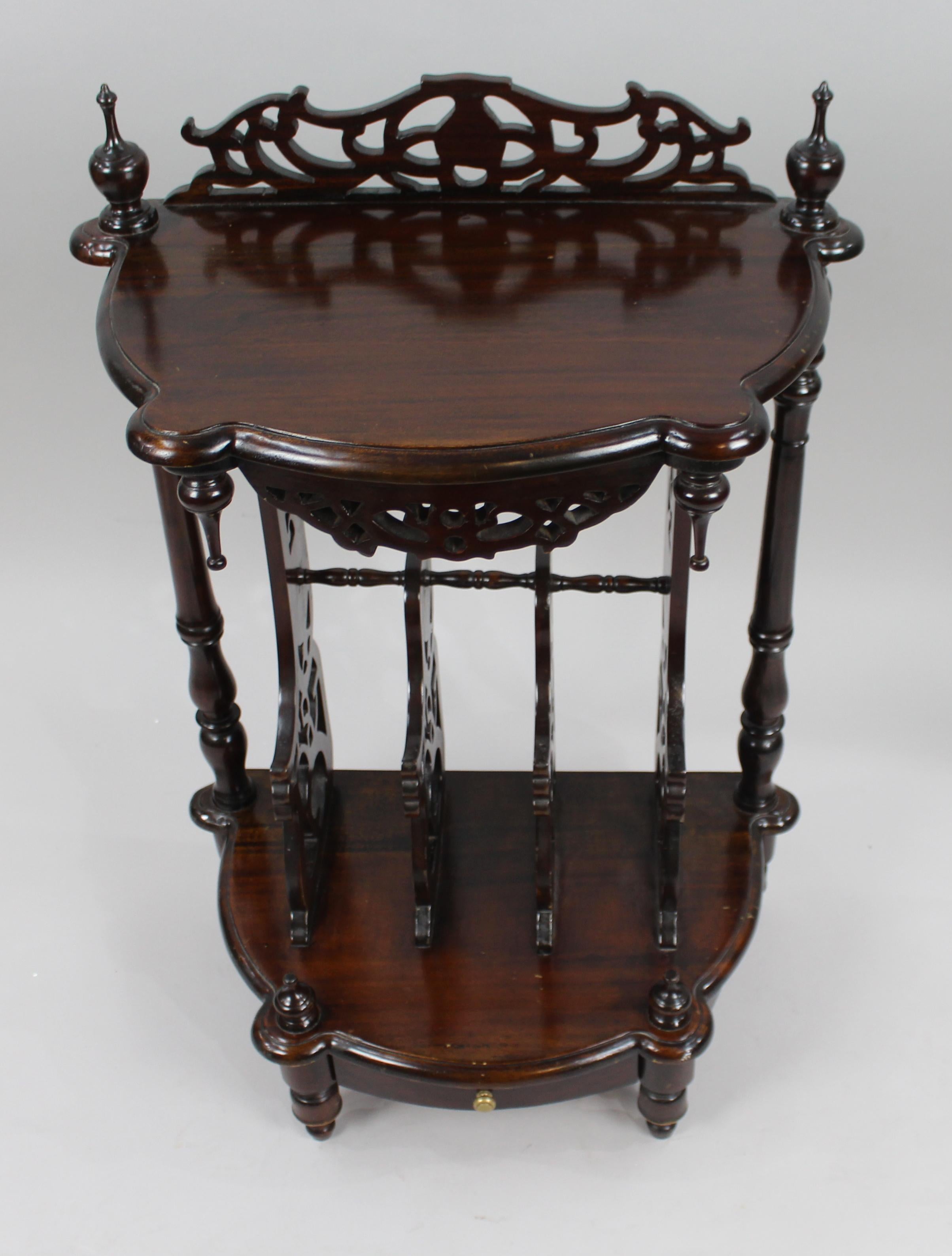European Vintage Mahogany Canterbury Magazine Rack