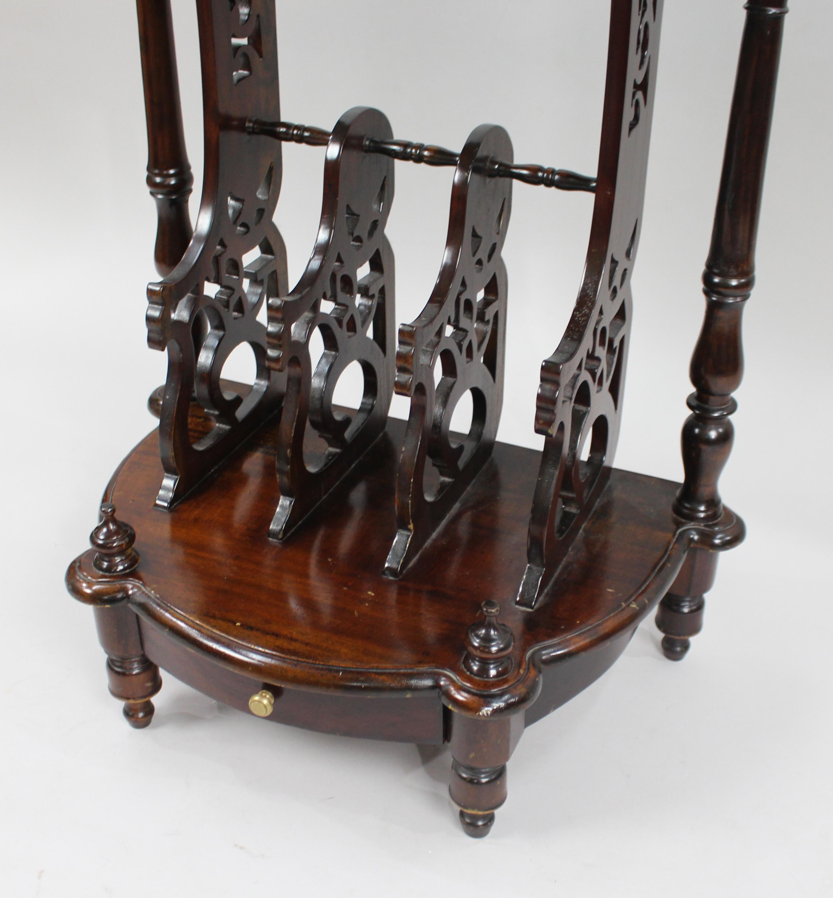 20th Century Vintage Mahogany Canterbury Magazine Rack