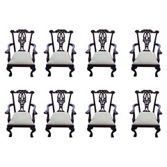 Retro Mahogany Carved Chippendale Dining Chairs Ball in Claw, Set of 8