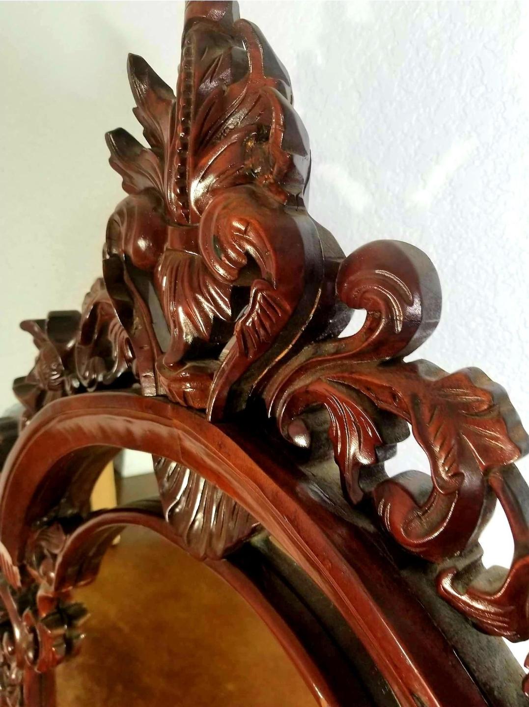 Vintage Mahogany Carved Footed Mirror 3
