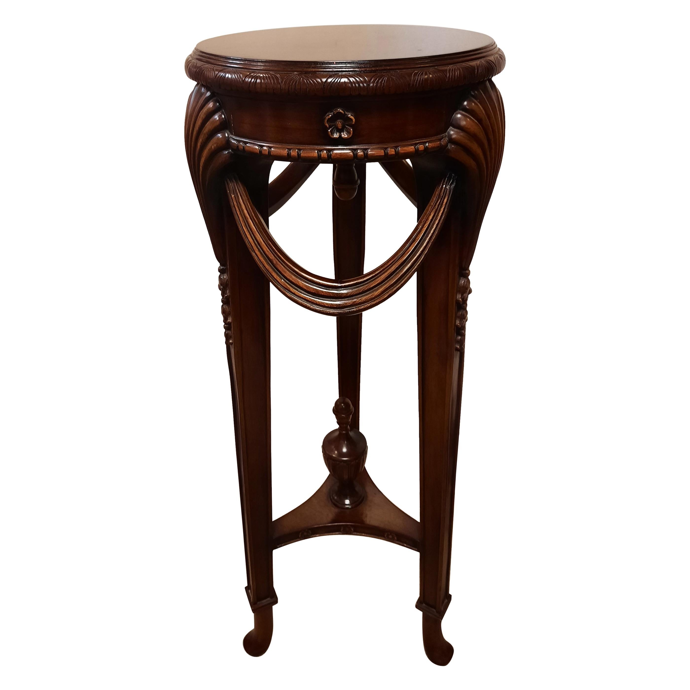 Vintage Mahogany Carved Pedestal For Sale