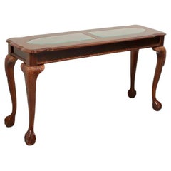 Used Mahogany Chippendale Glass Top Console Sofa Table