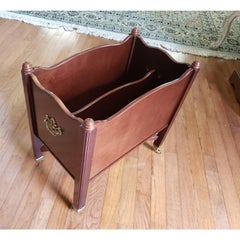 Vintage Mahogany Chippendale Style Magazine Rack on Wheels