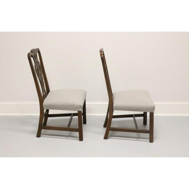 American Vintage Mahogany Chippendale Style Straight Leg Dining Side Chairs - Pair
