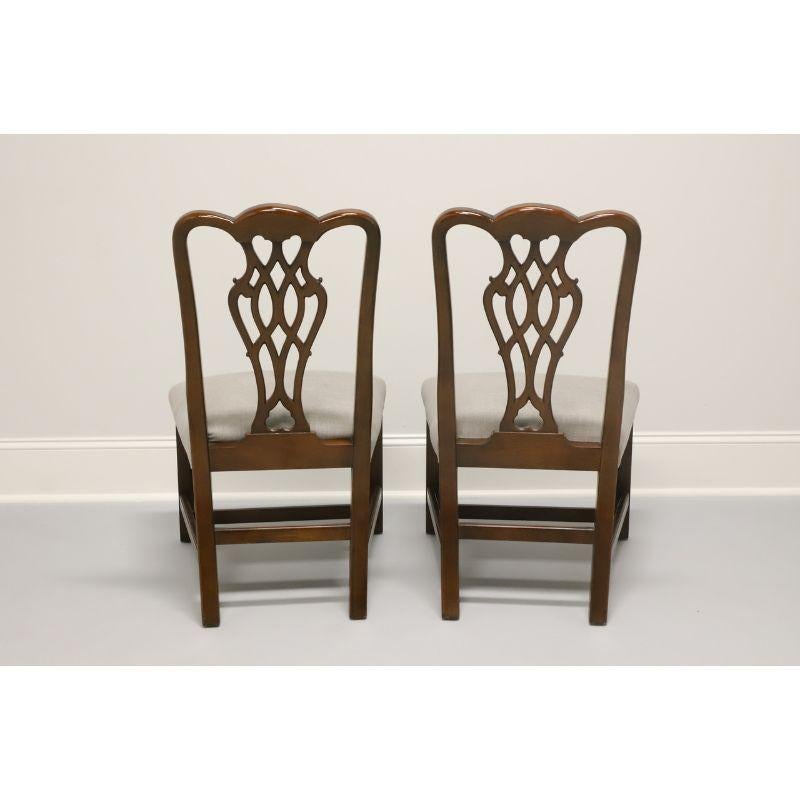 Vintage Mahogany Chippendale Style Straight Leg Dining Side Chairs - Pair In Excellent Condition For Sale In Charlotte, NC