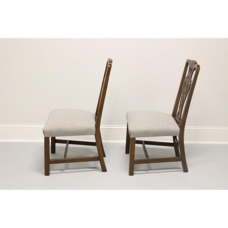 20th Century Vintage Mahogany Chippendale Style Straight Leg Dining Side Chairs - Pair
