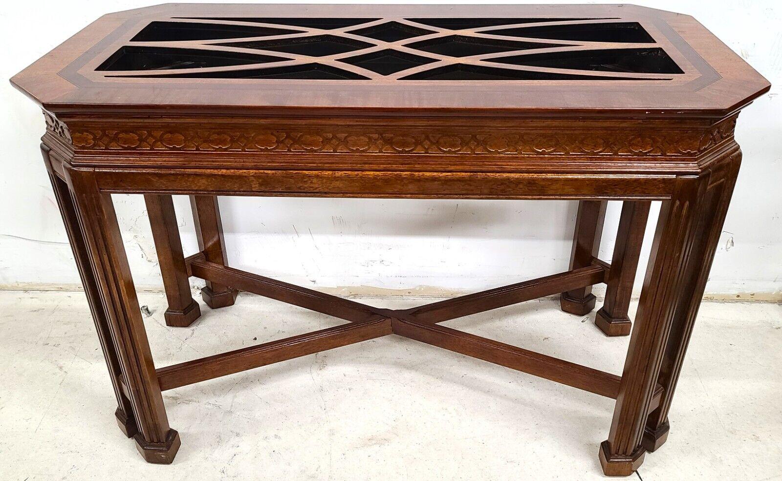 Vintage Mahogany Console Sofa Dining Table Base by Universal Furniture For Sale 3