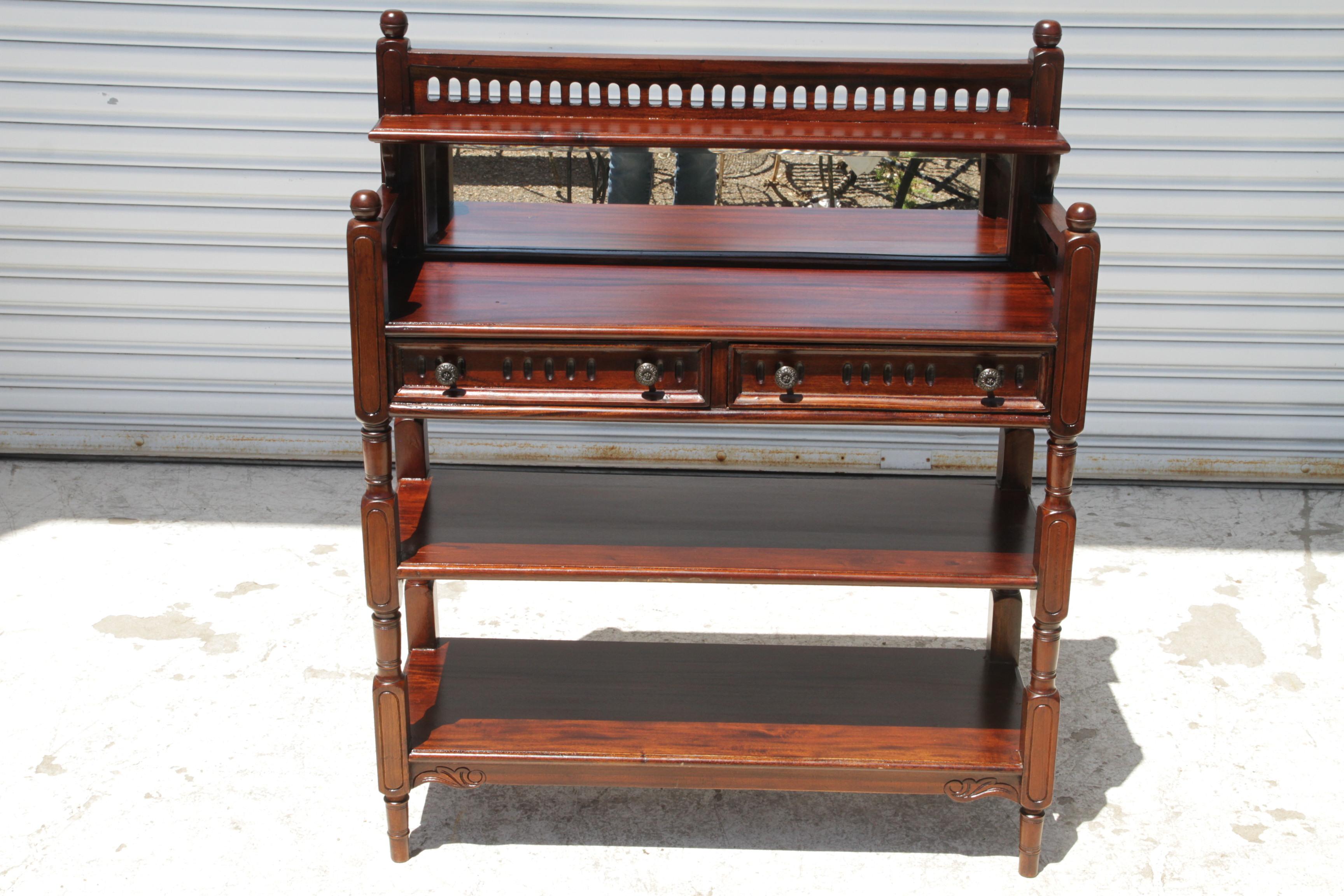 Victorien Vintage Mahogany Console Table Hall Table Cheveret Desk With Mirror en vente