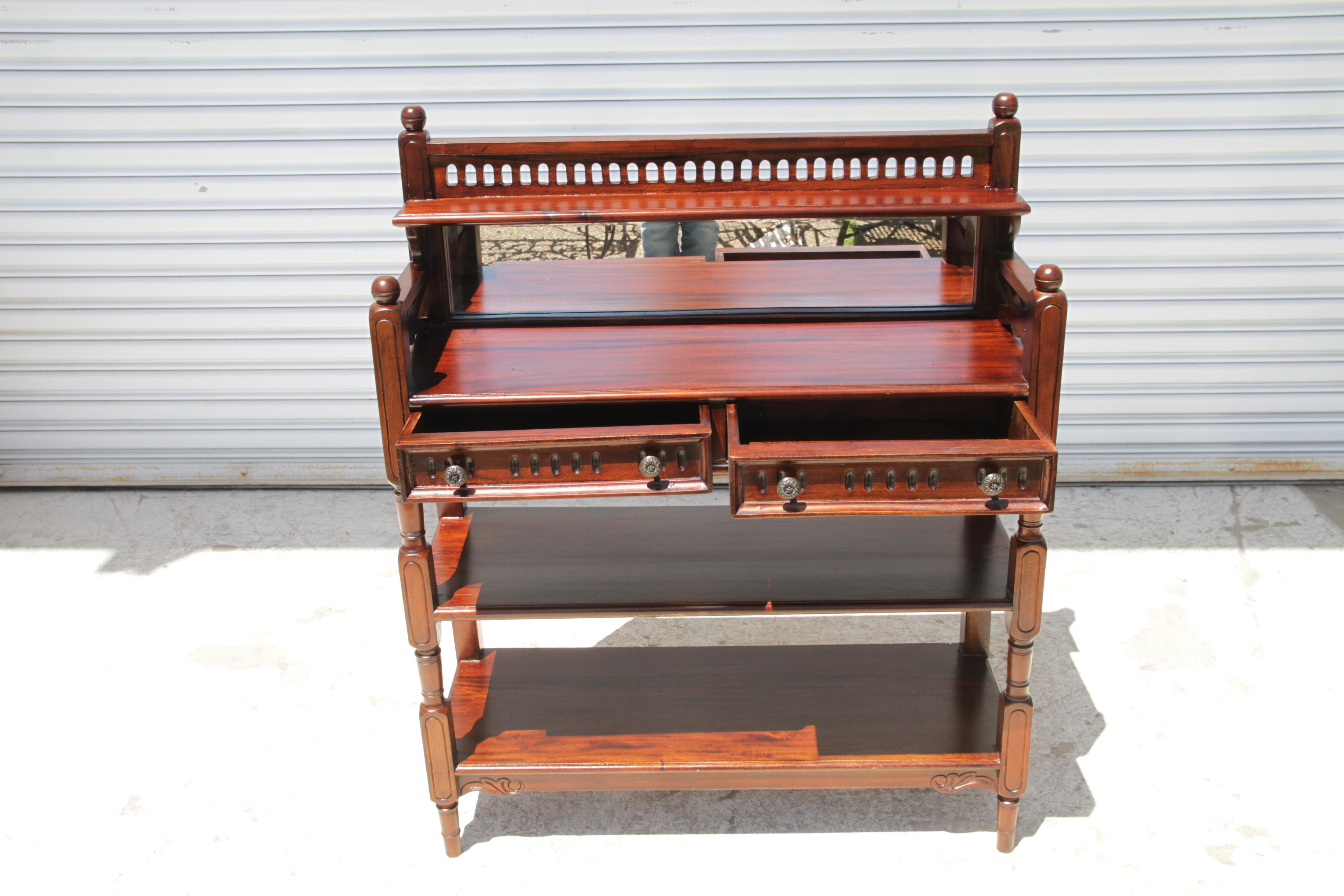 Indonésien Vintage Mahogany Console Table Hall Table Cheveret Desk With Mirror en vente