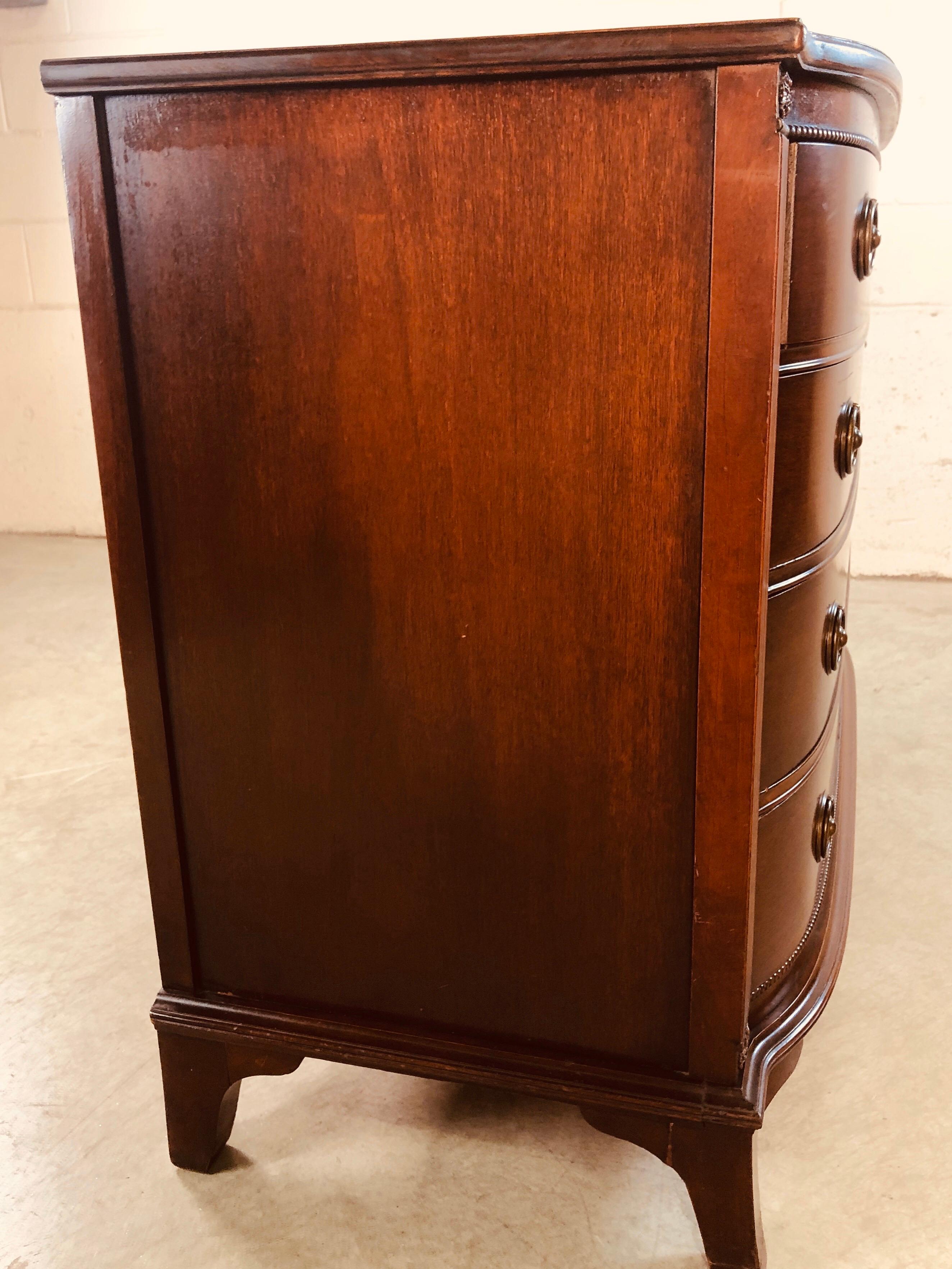 Vintage Mahogany Curved Front Federal Style Dresser 1