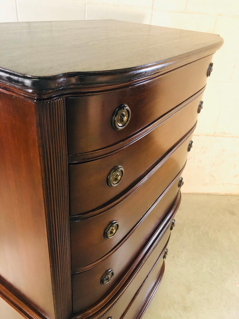 Vintage Mahogany Curved Front Federal Style Tall Dresser at 1stDibs