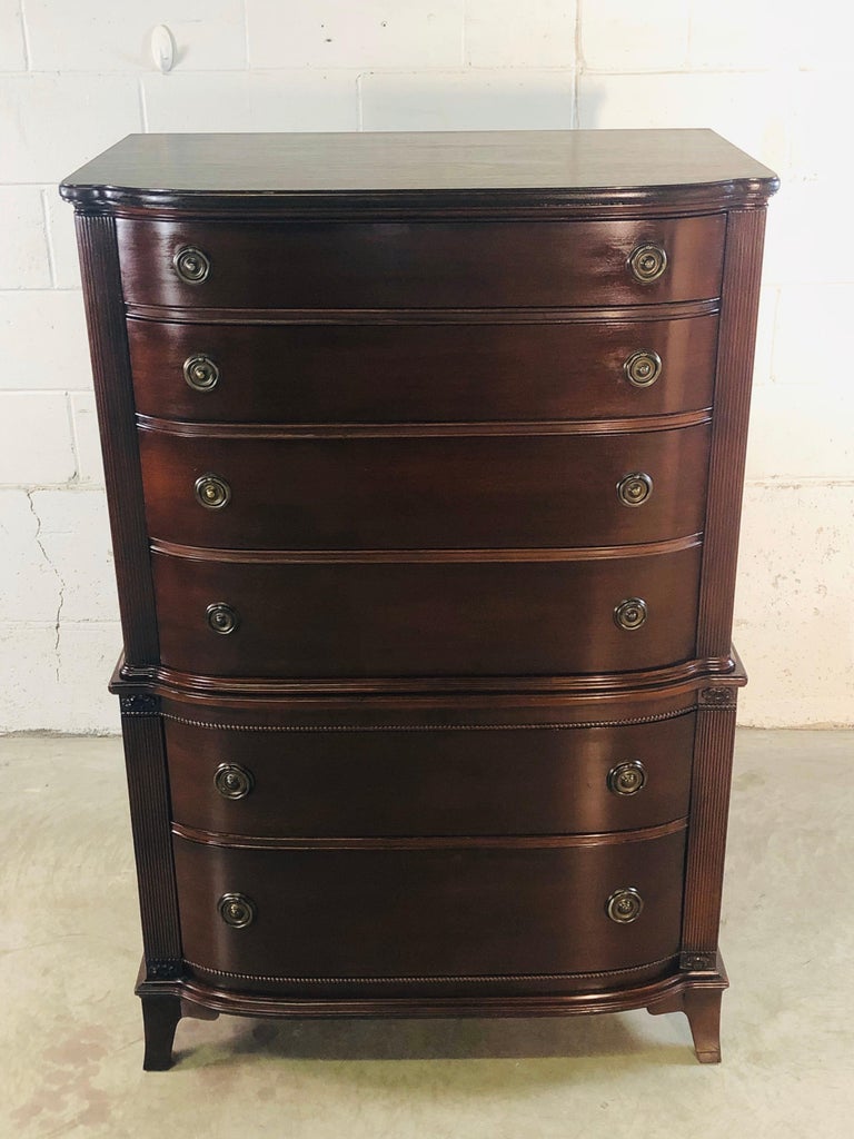 Vintage Mahogany Curved Front Federal Style Tall Dresser at 1stDibs | tall mahogany dresser ...